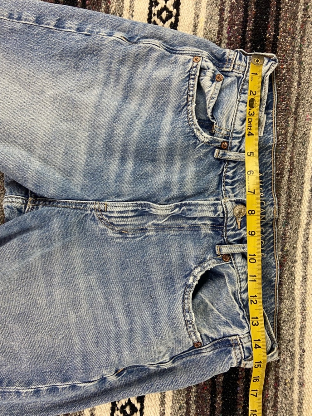 American Eagle Super High Rise Wide Leg Baggy Jeans Distressed 8 X-Long - Picture 4 of 14
